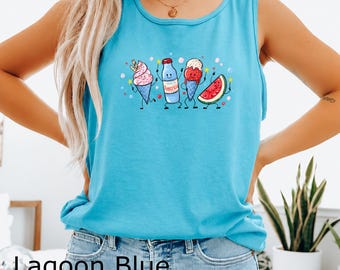 Ice Cream Summer Tank Top Comfort Colors Shirt, Cute Watermelon Popsicle Graphic Tee, Made In America Summer Shirt, Beach Vacation Tank