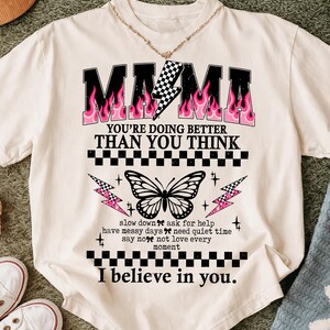 Grunge Mama varsity png, Checkered Lightning Mom Shirt Design, Edgy Cool Mom Graphic Tee, Retro Pink Mama Quote, Butterfly mama sublimation