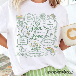 Kärlek är kärlek PNG – Söt pastellfärgad Pride Doodle-design, positiv bekräftelse HBTQ-citat, sublimeringsfil för Cottagecore bild 4