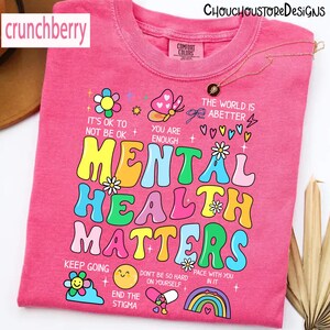 Retro Doodle Mental Health Matters png, It’s OK To Not Be OK png, You Are Enough, Positive Affirmation, Self Care Therapy Design image 3