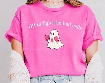 Off To Fight The Bad Cells Goose PNG, Breast Cancer Ghost PNG, Pink Ribbon Fighter PNG, Breast Cancer Awareness Sublimation Design