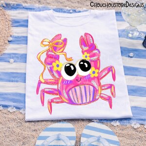Brushstroke Coquette Crab PNG, Pink Girly Beach Crab Design, Cute Preppy Summer PNG, Bow Crab Graphic, Trendy Coastal Sublimation PNG