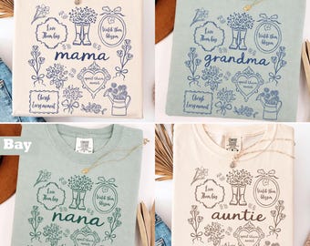 Mama Grandma Nana Auntie PNG Bundle, Vintage Floral Line Art Designs, Minimalist Motherhood Quotes, Boho Mom Sublimation Pack