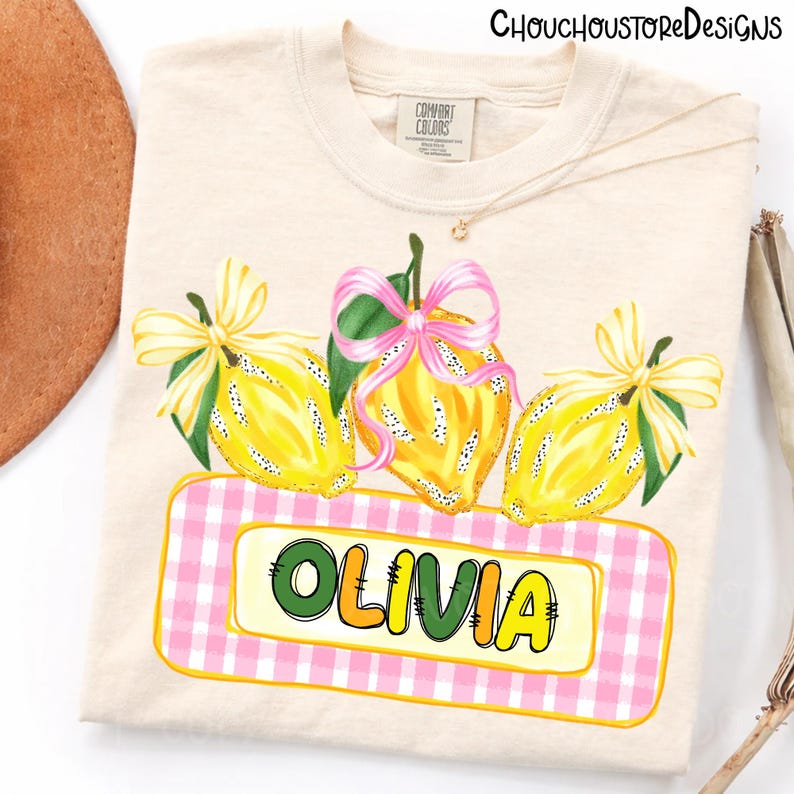 Custom Brushstroke Lemonade Coquette png, Summer Fruit Name Design, Lemon Bow Graphic, Personalized Kids Shirt PNG, Fresh Summer Sublimation image 4