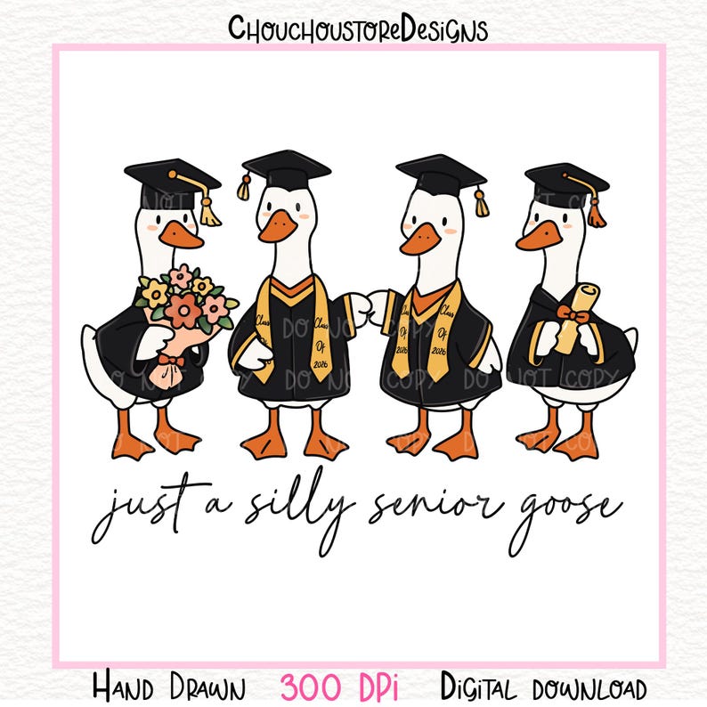 Just A Silly Senior Goose PNG, Graduation Goose PNG, Class of 2026 Senior PNG, Funny Graduate Goose Clipart, Graduation Shirt Design
