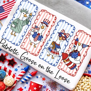 Patriotic Goose on the loose png, Red White Goose png, This Goose is Loose png, Fourth of July png, Patriotic Shirt Design
