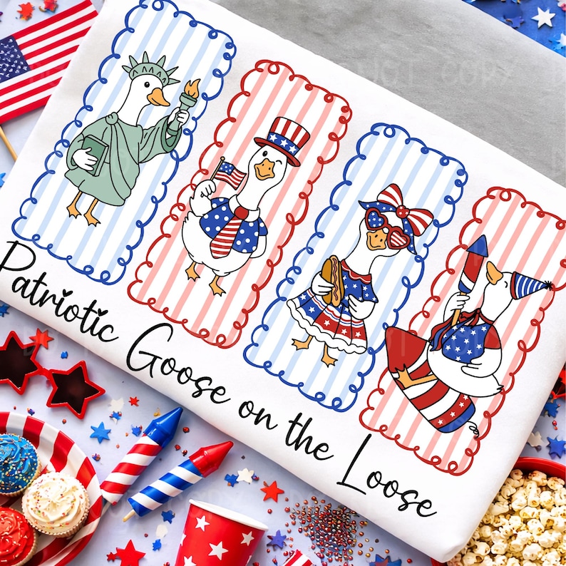 Patriotic Goose on the loose png, Red White Goose png, This Goose is Loose png, Fourth of July png, Patriotic Shirt Design