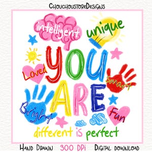 You Are Different PNG, Autism Awareness Shirt Design, Neurodiversity Positive Quote, Special Education Teacher file, different is perfect