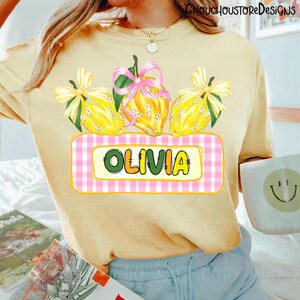 Custom Lemonade PNG, Summer Fruit Name Design, Cute Lemon Bow Graphic, Personalized Kids Shirt PNG, Fresh Summer Sublimation