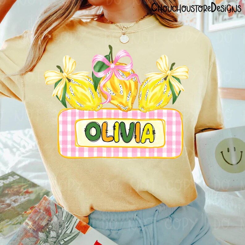 Custom Lemonade PNG, Summer Fruit Name Design, Cute Lemon Bow Graphic, Personalized Kids Shirt PNG, Fresh Summer Sublimation