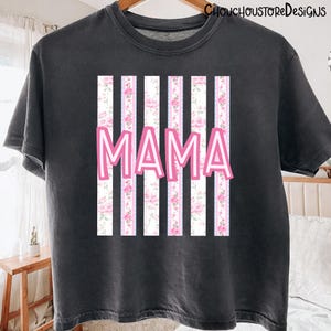 Preppy Floral Mama PNG Bundle, Mama Mini Nana Gigi PNG Set, Coquette Rose Stripe Designs, Girly Motherhood Sublimation Pack image 5