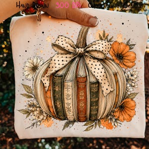 Book Pumpkin PNG, Pumpkin Book Stack PNG, Coquette Book Pumpkin, Floral Autumn Pumpkin, Cozy Fall Books, Bookish Halloween Sublimation PNG