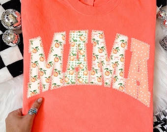 Coquette Peach Mama Varsity png, Floral Peach Mama png, Coquette Mama Shirt Design, Mom Sublimation PNG, Mother's day png, Mama png
