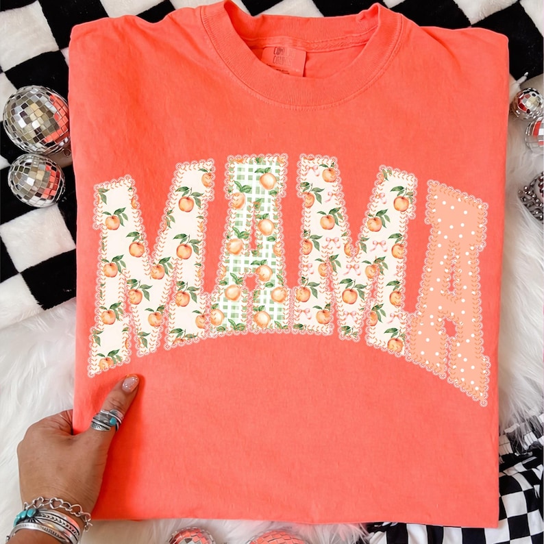 Coquette Peach Mama Varsity png, Floral Peach Mama png, Coquette Mama Shirt Design, Mom Sublimation PNG, Mother's day png, Mama png