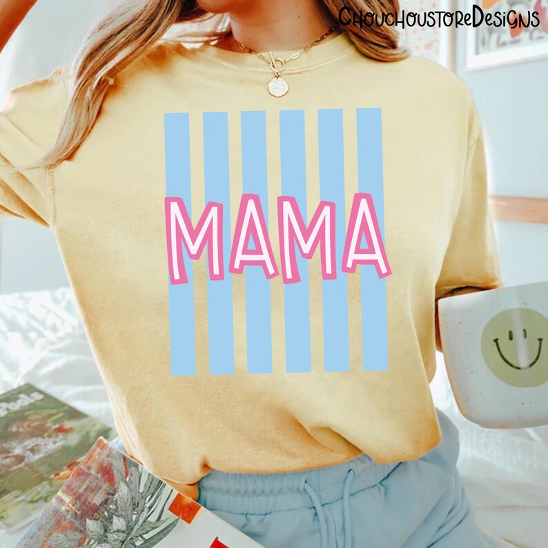 Paquete PNG de Mamá Preppy, Conjunto PNG de Mamá Nana Mimi Gigi, Diseños de Mamá Coqueta a Rayas, Paquete de Sublimación de Maternidad Femenina y Linda imagen 8