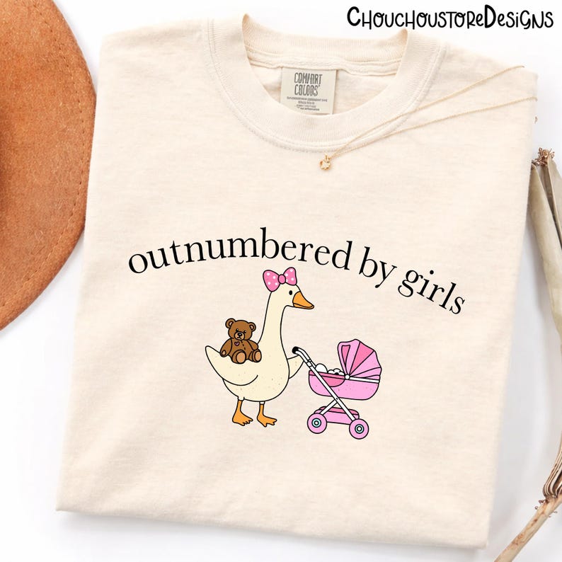 Outnumbered by Girls Goose png, Funny Mom Life png, Girl Mom Shirt Design, Cute Goose with Stroller PNG, Motherhood Sublimation Graphic image 2