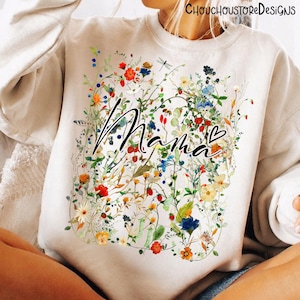 Floral Wildflower Mama png, Handwritten Mama Quote Design, Botanical Butterfly Garden Art, Vintage Cottagecore Shirt Sublimation