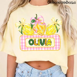 Custom Lemonade PNG, Summer Fruit Name Design, Cute Lemon Bow Graphic, Personalized Kids Shirt PNG, Fresh Summer Sublimation