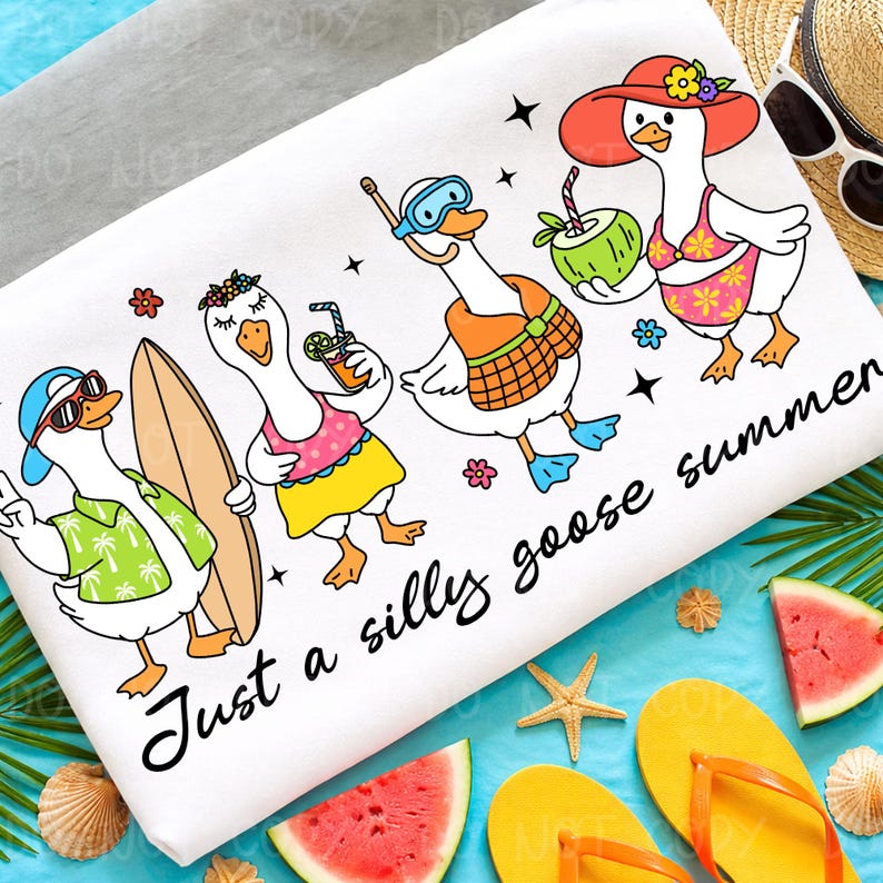 Just a silly goose summer png, Summer Vibes, Trending Goose Png, Cute Retro Goose png, Funny Goose Clip art, Animal Summer Png