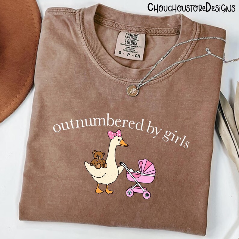 Outnumbered by Girls Goose png, Funny Mom Life png, Girl Mom Shirt Design, Cute Goose with Stroller PNG, Motherhood Sublimation Graphic image 5