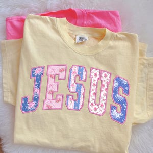 Jesús universitario png, Jesús floral png, diseño de camiseta de Jesús con bordado falso, sublimación de fe cristiana png imagen 4