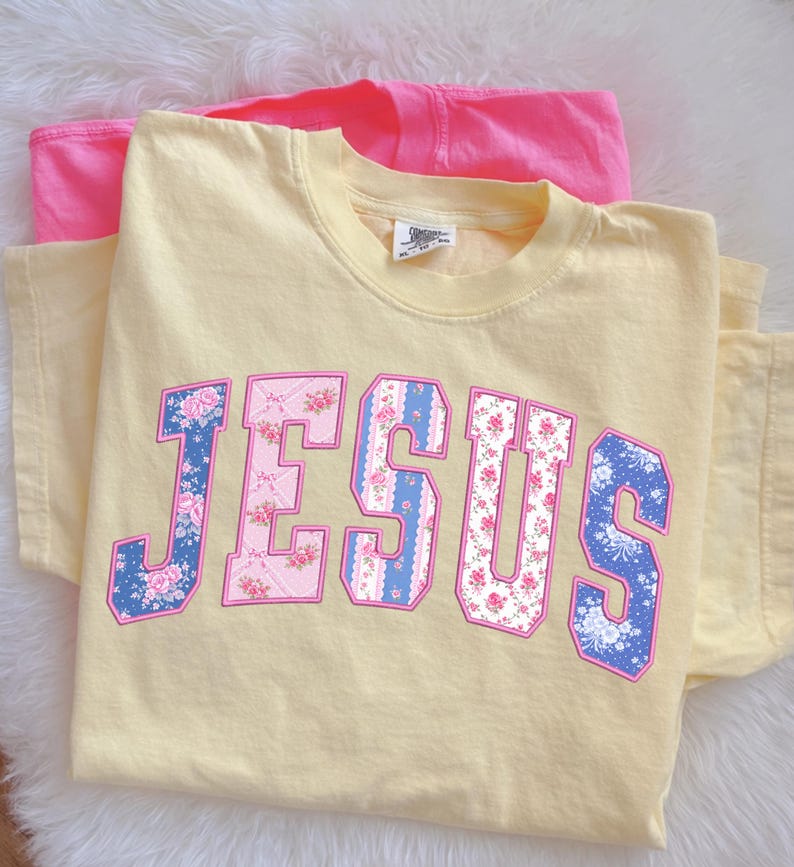 Jesús universitario png, Jesús floral png, diseño de camiseta de Jesús con bordado falso, sublimación de fe cristiana png imagen 4