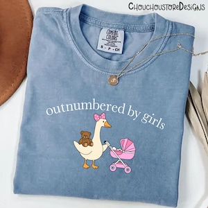 Outnumbered by Girls Goose PNG, Funny Mom Life PNG, Girl Mom Shirt Design, Cute Goose with Stroller PNG, Motherhood Sublimation Graphic