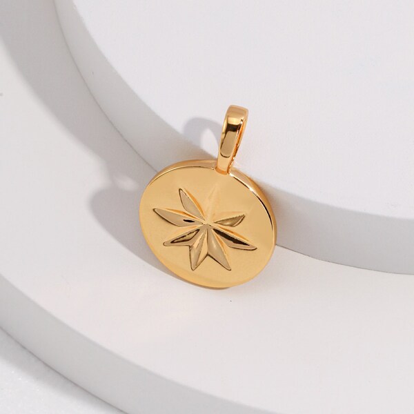 3D Eight Pointed Star Pendant Necklace With Natural Stone – Geometric Gold Or Rose Gold Plated