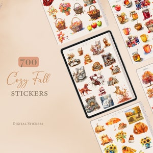 iPad Stickers Cozy Fall | Digital Stickers | 700 Digital Planner Stickers | Cozy Autumn | Goodnotes Stickers Book | Precropped Stickers