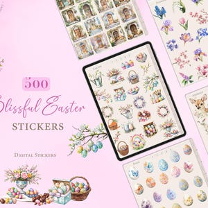 Paasstickers | 500 digitale stickers | Goodnotes-stickerboek Pasen | Digitale plannerstickers Pasen | iPad-stickers lente | Voorgesneden