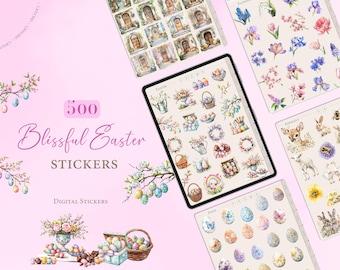 Pegatinas de Pascua / 500 pegatinas digitales / Libro de pegatinas Goodnotes de Pascua / Pegatinas digitales de planificador de Pascua / Pegatinas de primavera para iPad / Pegatinas precortadas