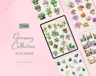 Digital Stickers | 700 Greenery Stickers | Botanical GoodNotes Stickers | Digital Planner Stickers | Sticker Book | Precropped Stickers