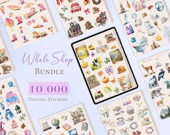 Paquete completo / 10 000 pegatinas digitales / Libros de pegatinas Goodnotes / Colecciones de pegatinas para iPad / Pegatinas para agenda digital / Conjunto de pegatinas
