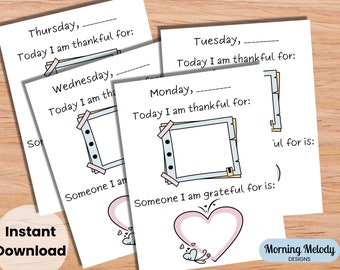 Gratitude Journal for Kids, Gratitude Journal Printable, Daily Gratitude Printable Journal, Gratitude Journal Prompts, Kids Gratitude Pages
