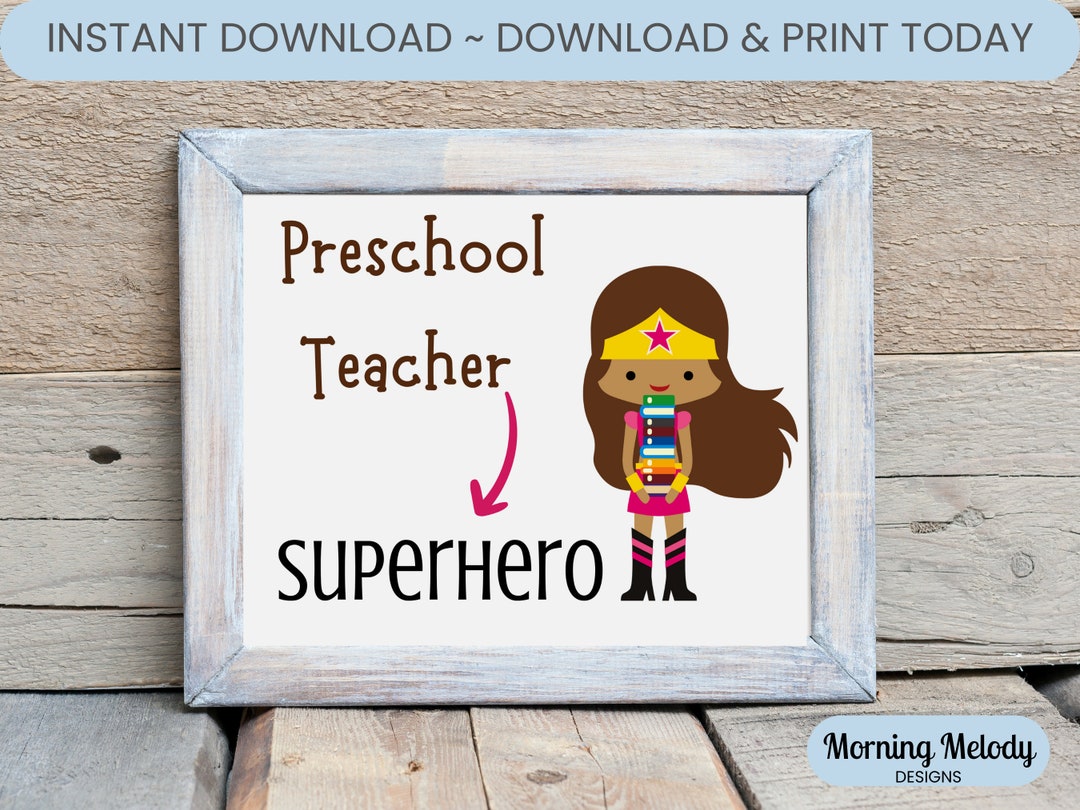 Preschool Teacher Gift Preschool Teacher Sign Printable Etsy