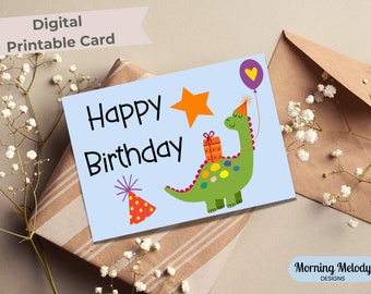 Dinosaur Birthday Card, Kids Birthday Card, Happy Birthday Card Printable, Printable Birthday Card, Dinosaurs Print, Happy Birthday Digital