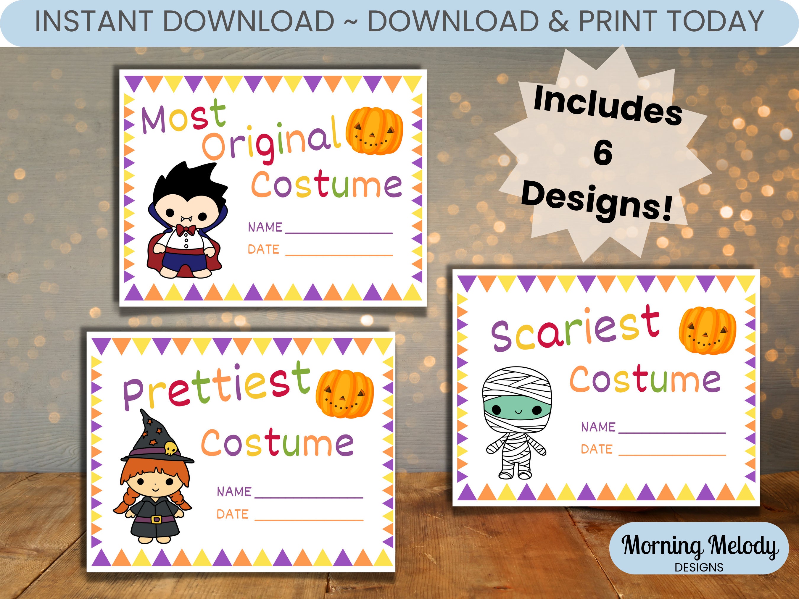 Halloween Costume Contest Awards, Costume Contest Prizes, Best Costume Award Certificates