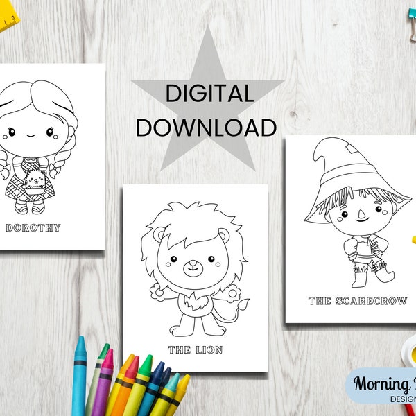 Wizard of Oz Coloring Activity, Printable Preschool Coloring Pages, Kindergarten Coloring Sheets, Wizard of Oz Coloring Book, Dorothy, Toto