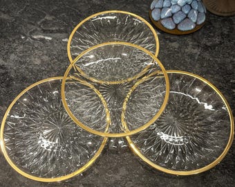 CRISTAL D&#39;ARQUES-DURAND Diamant Gold Trim 7-3/8&quot; Salad Plate -  Hors d&#39;oeuvres plate - beautiful reflecting