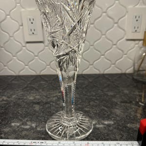 Vintage American Brillaint Period Floral flower vase Cut glass