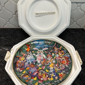 Vintage Franklin Mint Collectible Plate Easter themed Bill Bell “A Doggone Egg - STRAVAGANZA” Fine porcelain limited edition with box