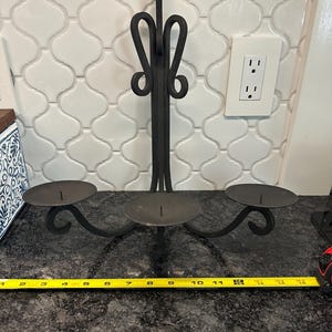 Vintage Wrought Iron 3 candle Wall hanging sconce Large heavy