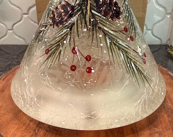Yankee Candle Pine Cone Crackle Glass Jar Shade Topper With original box