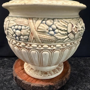 Antique 1920’s Weller Pottery Jardiniere Roma - Majolica floral with corn / grapes - arts & crafts design - large planter pot - cottage