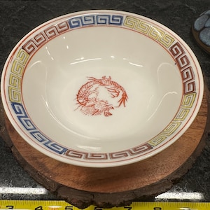 Vintage Asian Dragon and Phoenix Bowl - Rice bowl stamped Japan Handpainted Symbol for harmony