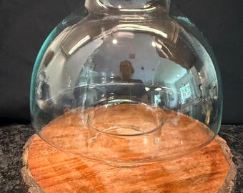 Vintage Potbelly Glass Hurricane Lamp Shade, Chimney Oil Lamp Replacement