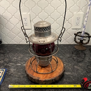 Antique Adlake-Kero Union Pacific RR railroad lamp - red glass lantern - Etched UPRR - bottom stamped Canadian 1921-1923 3-35