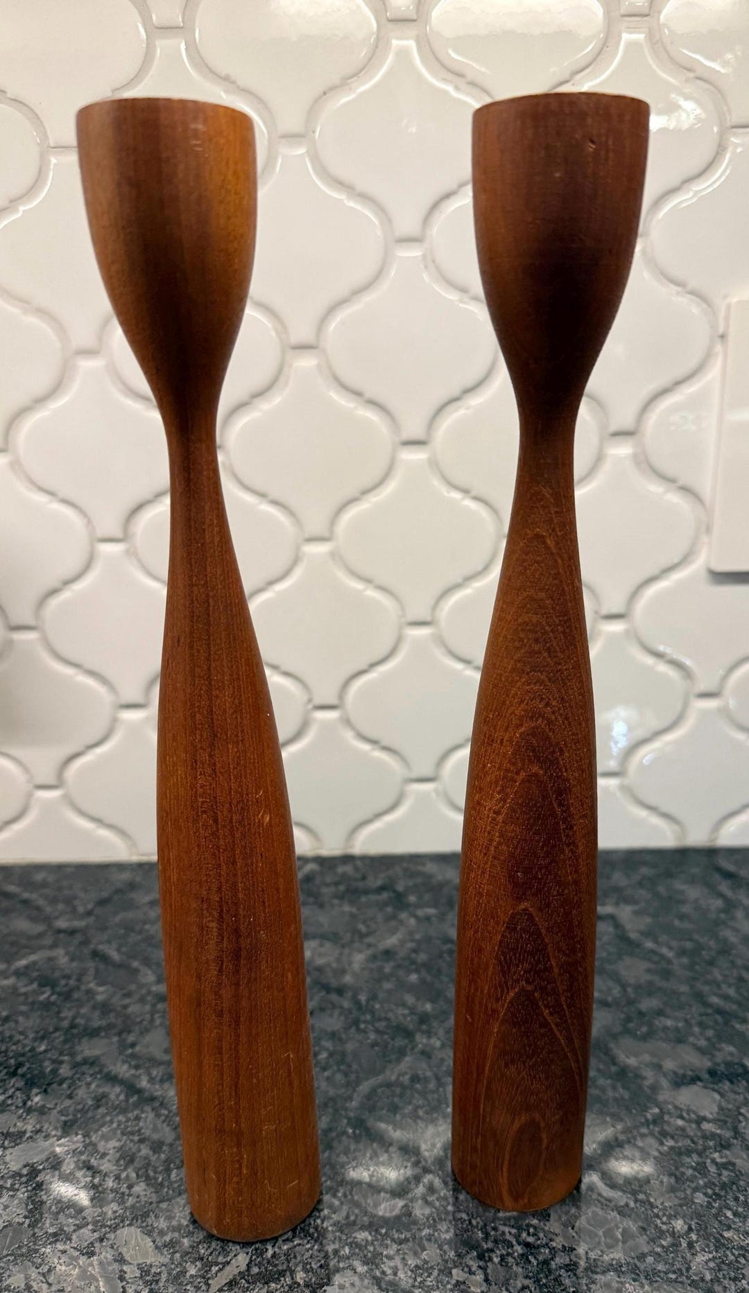 Vintage Pair of Danish Mid Century Modern MCM Turned Teak Tulip ...