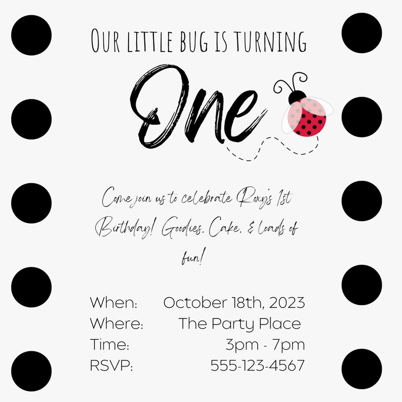 Lady Bug Birthday Invite - Etsy