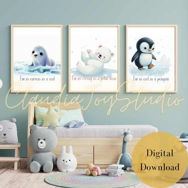 Arctic Nursery Wall Art - 3 baby animals